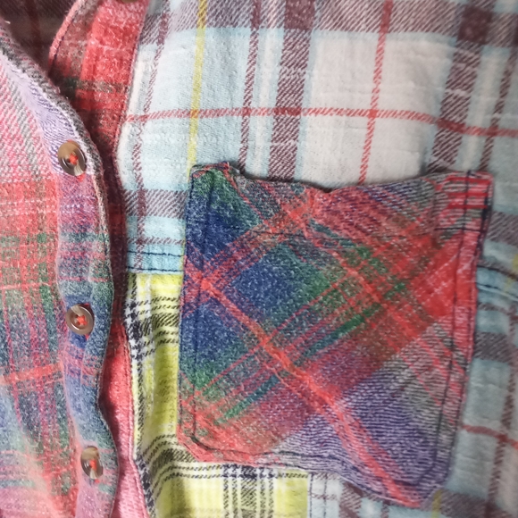 Urban Outfitters BDG Robbie Plaid Spliced Flannel Button Down Shirt - Picture 4 of 10